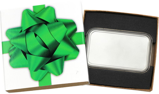 SilverTowne Natural Kraft Paper Gift Box with Green Bow Box Sleeve